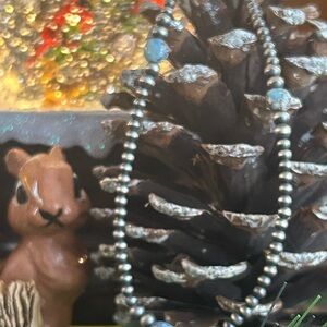 925 Sterling luscious Italian pearls with golden hills turquoise necklace